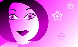 drawing of a woman's face on a pink background