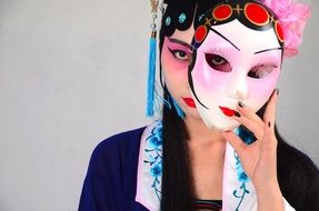 Woman with mask in the Peking Opera