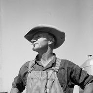 vintage photo of an old farmer 1930s