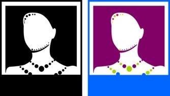 Silhouettes of women with ornaments