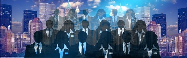 banner with business people silhouettes