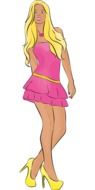 drawing slim blonde in a pink dress