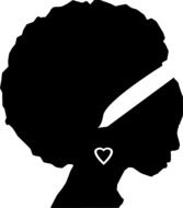 African American Female head, black silhouette