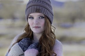 Woman in the winter hat