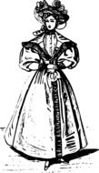 pencil drawing of a french woman in a dress