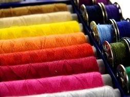 colorful thread spools