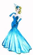 drawing of a retro elegant lady