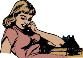 retro girl with a phone drawing