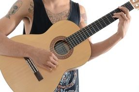 tattooed guitar player