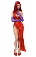 sexy Woman in red dress, render