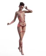 girl with pink body art, render