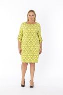 plus size model in yellow dress