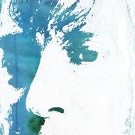 Blue and white photo of woman