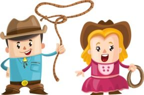 Couple Cowboy Boy and Girl drawing