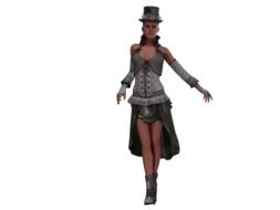 computer image of a girl in an erotic costume and a hat