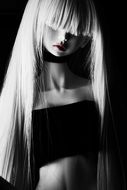 beautiful doll with long white hair