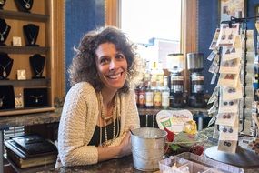 Smiling Woman drink coffee