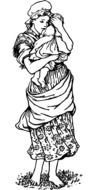 pencil drawing of a woman holding a baby