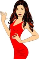 painted girl in a red dress