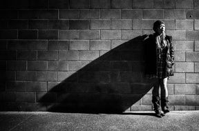 girl by the wall Portrait Black And White