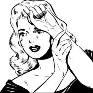 graphic image of a woman in tears