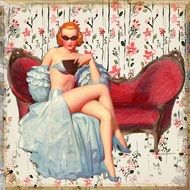 picture of a girl in a white dress on the couch