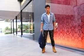 Man with the bag in Asia