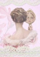 portrait of a glamorous vintage girl with a mirror