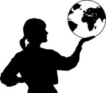 Female with Globe on a hand
