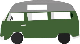 Green and grey old-fashioned automobile clipart