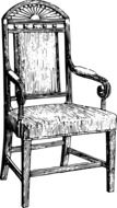 black and white graphic image of an antique chair in detail