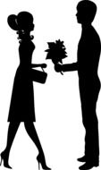 Couple with Flowers drawing