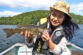 Woman on the fishing in Ontario