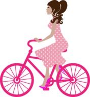 drawing of a lady on bicycle