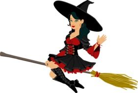 Witch on broomstick clipart