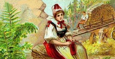 peasant woman on an old french postcard