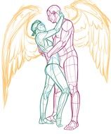 pair of arms and angel wings drawing