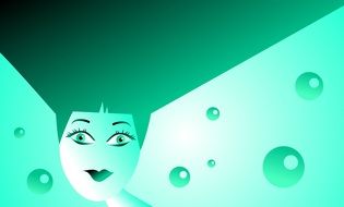 female face on green background