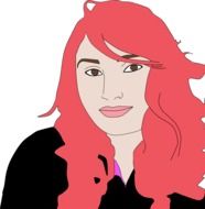 drawing of a woman with red hair