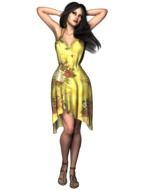 Beautiful Woman in Summer Dress, illustration