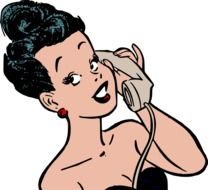 drawing of a woman talking on an old telephone