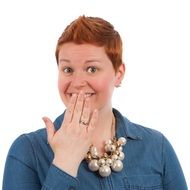 portrait of amused red hair woman