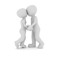 abstract male and female figures holding hands