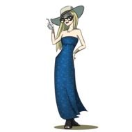 Woman in the blue dress clipart