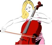 drawing of a woman with cello