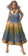 woman in a yellow-blue dress as a 3d model
