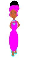 drawing of an African girl in a pink dress