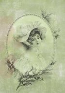 vintage photo of a woman in a hat in a frame