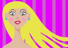 drawing of a blonde on a pink background