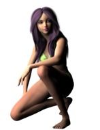 Woman with the purple hair is posing clipart